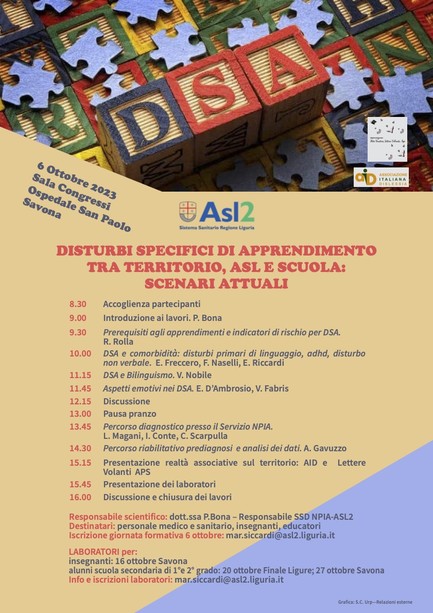 I disturbi specifici di apprendimento al centro di un convegno aperto a insegnanti ed educatori