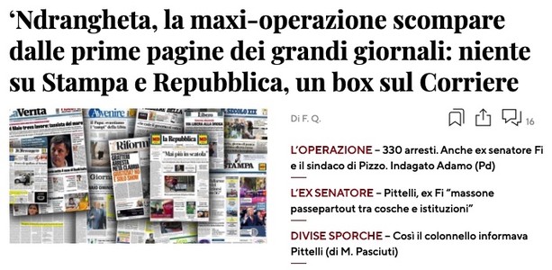 'ndrangheta: il cupo silenzio dei giornali