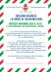 A Quiliano la Croce al Valor militare per la Resistenza A Quiliano la Croce al Valor militare per la Resistenza