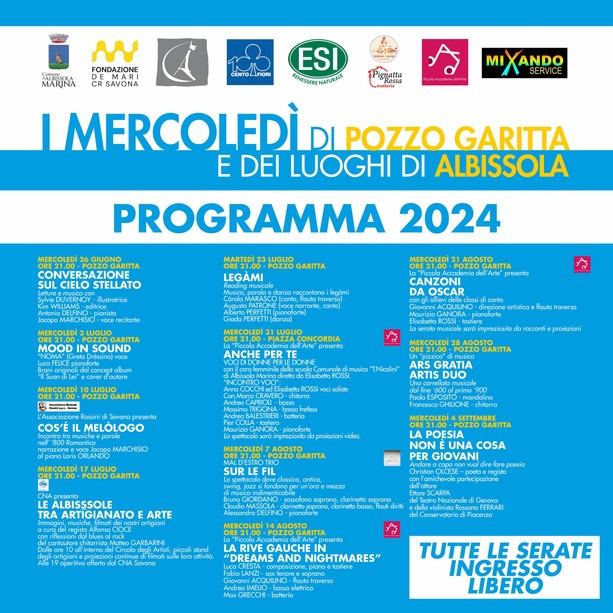 I Mercoledì di Pozzo Garitta e dei luoghi di Albissola 2024