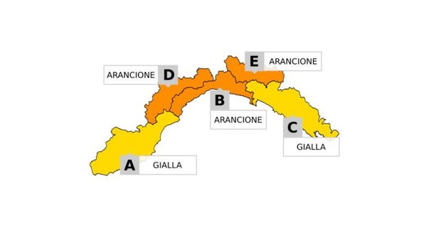 Meteo, allerta arancione sulla Liguria centrale