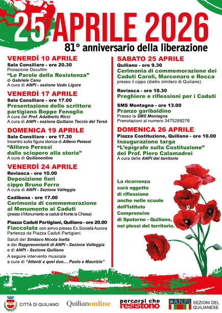 Quiliano celebra il 25 Aprile Quiliano celebra il 25 Aprile