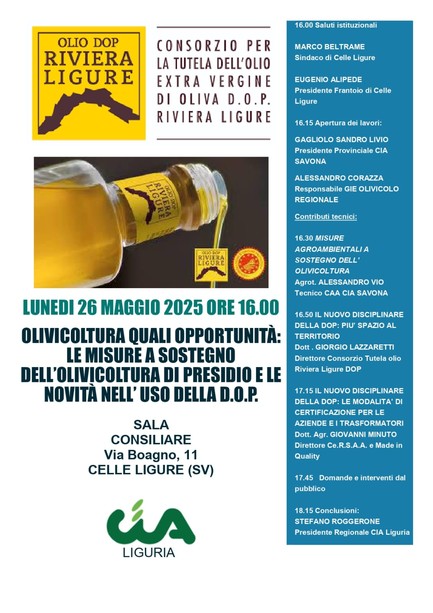 A Celle Ligure il convegno sul futuro dell’olivicoltura