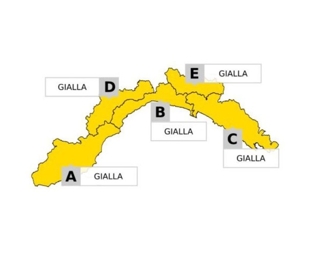 Meteo, allerta gialla sulla Liguria