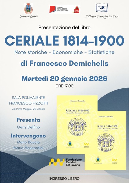 Ceriale riscopre la sua storia con il libro di Francesco Demichelis Ceriale riscopre la sua storia con il libro di Francesco Demichelis