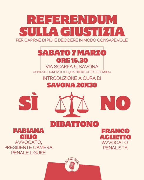 Riforma Nordio: sabato il dibattito a Savona