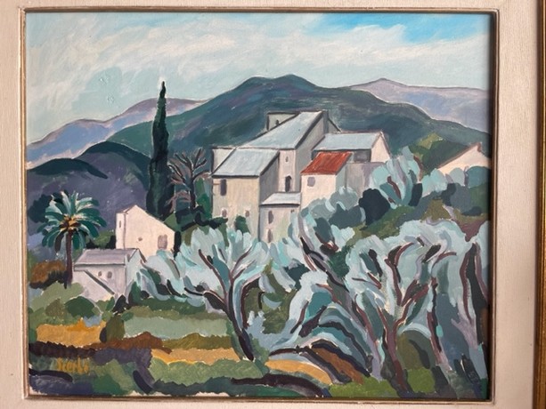 Mariarosa Scerbo, Case di Liguria, olio su tela, cm. 50x60