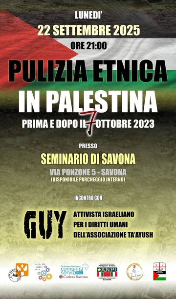 Pulizia etnica in Palestina, due incontri nel Savonese Pulizia etnica in Palestina, due incontri nel Savonese