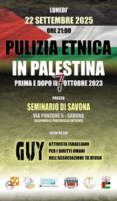 Pulizia etnica in Palestina, due incontri nel Savonese