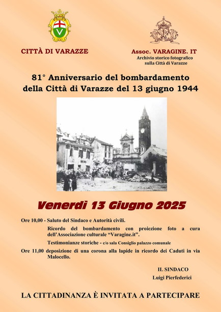 Varazze: 81 anni fa il bombardamento del centro storico