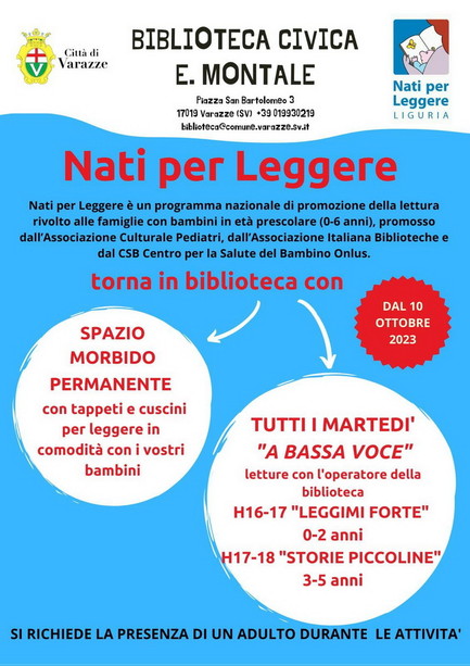 Ogni martedì nella biblioteca di Varazze torna Nati per leggere