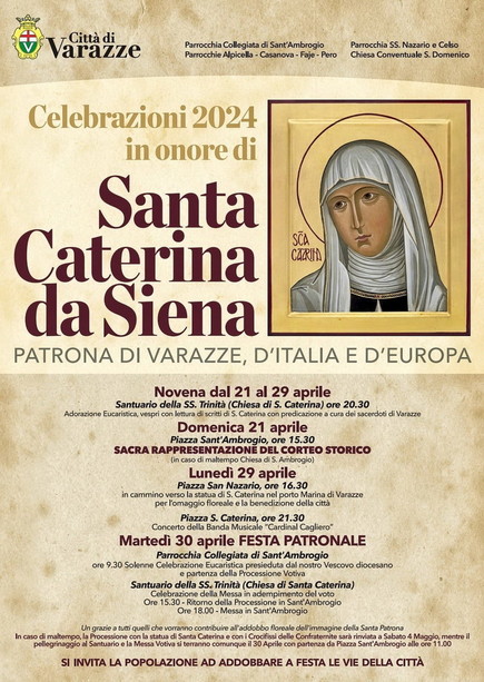 Varazze, domenica iniziano i festeggiamenti in onore di Santa Caterina