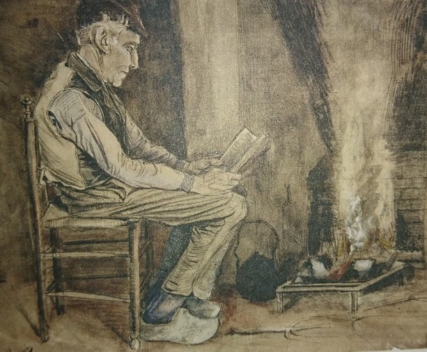 Vincent Van Gogh (1853-1890) Homme assis au coin du feu, lisant, 1881