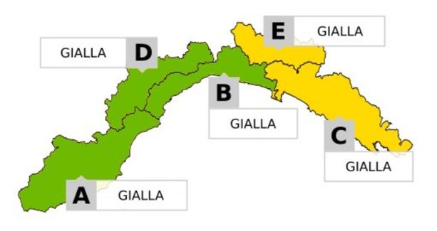 Maltempo, allerta gialla sul Levante ligure