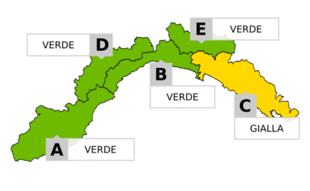 Meteo, allerta gialla per piogge e temporali sul levante ligure