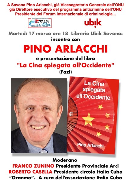 Pino Arlacchi il 17 marzo a Savona