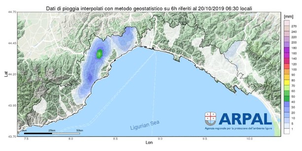 Maltempo: l'aggiornamento di Arpal