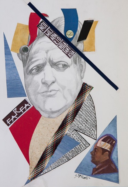 Giuseppe Trielli, Omaggio a Farfa, 2020, tecnica mista su carta e collage, coll. priv.