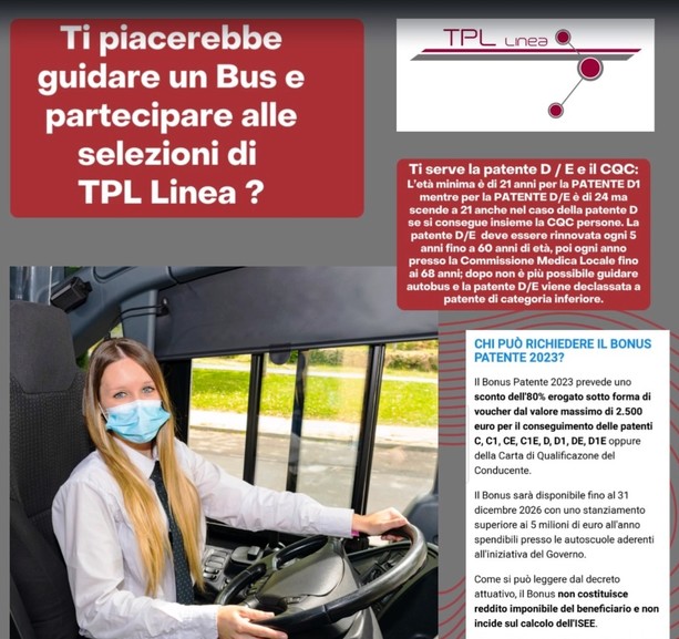 Diventare autista di TPL Linea: ecco il bonus patente