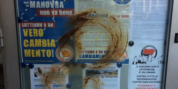 La mano dell’ignoranza fascista sprofonda nella merda