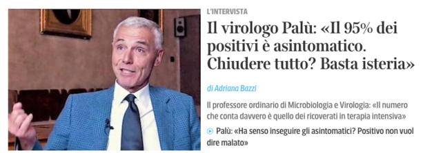 Il virologo Palù al Corriere: basta isteria