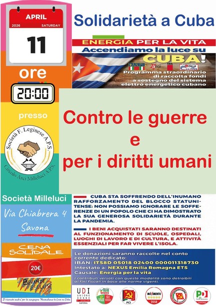 Savona, al Milleluci la cena solidale per Cuba