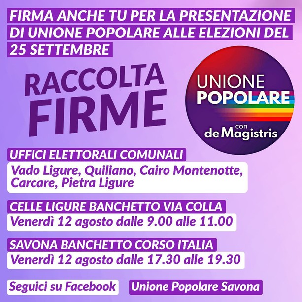 Prosegue la raccolta firme di Unione Popolare