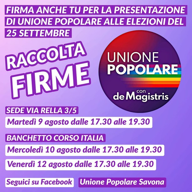 La raccolta firme di Unione Popolare