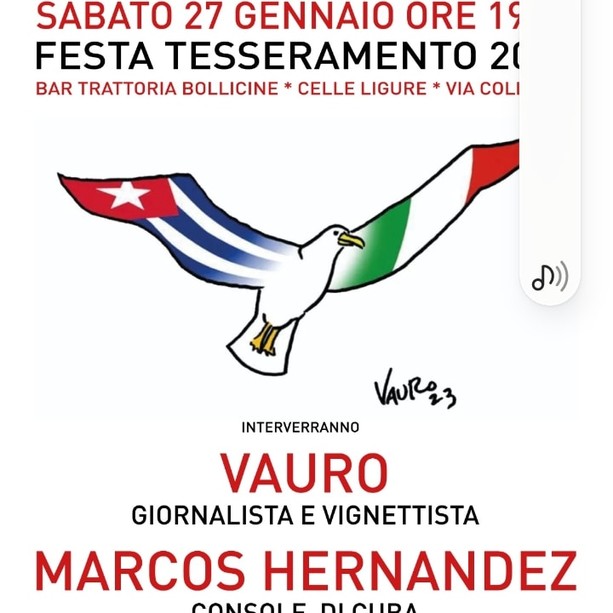 Circolo Italia Cuba: anche Vauro alla festa del tesseramento