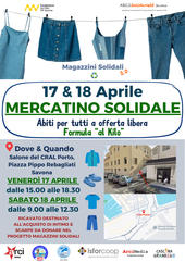 Il 17 e il 18 aprile a Savona il Mercatino solidale