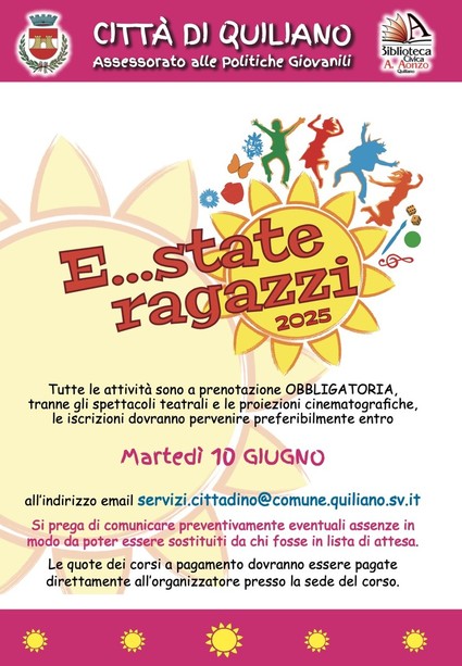 A Quiliano un'estate dedicata ai ragazzi