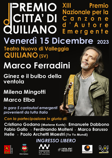 Canzone d'autore emergente: venerdì la premiazione a Quiliano