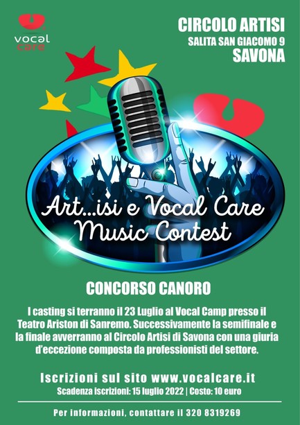 Artisi e Vocal Care: aperte le iscrizioni per il Music contest
