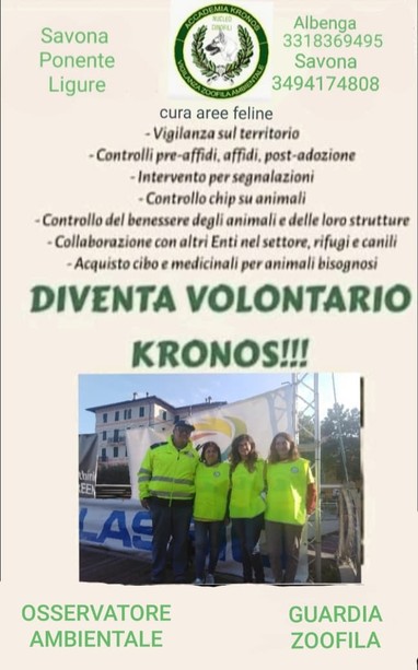 Tutela degli animali: Accademia Kronos cerca volontari